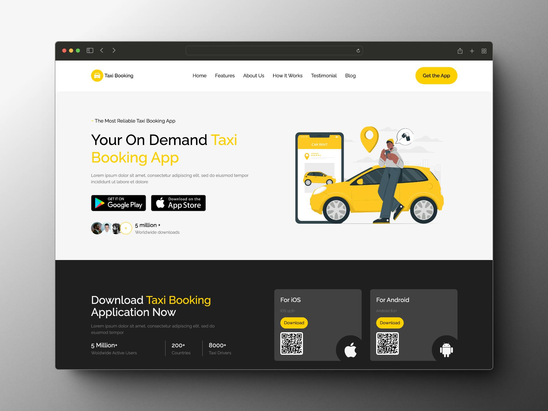 Taxi Booking - Free Taxi Booking Landing Page Template