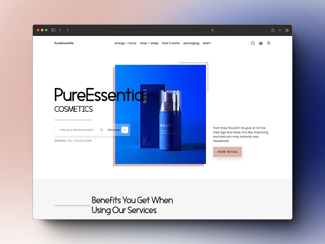 PureEssentia - Free Cosmetic Ecommerce Landing Page